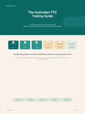 Cover of the Fertility2Family Australian TTC Testing Guide PDF
