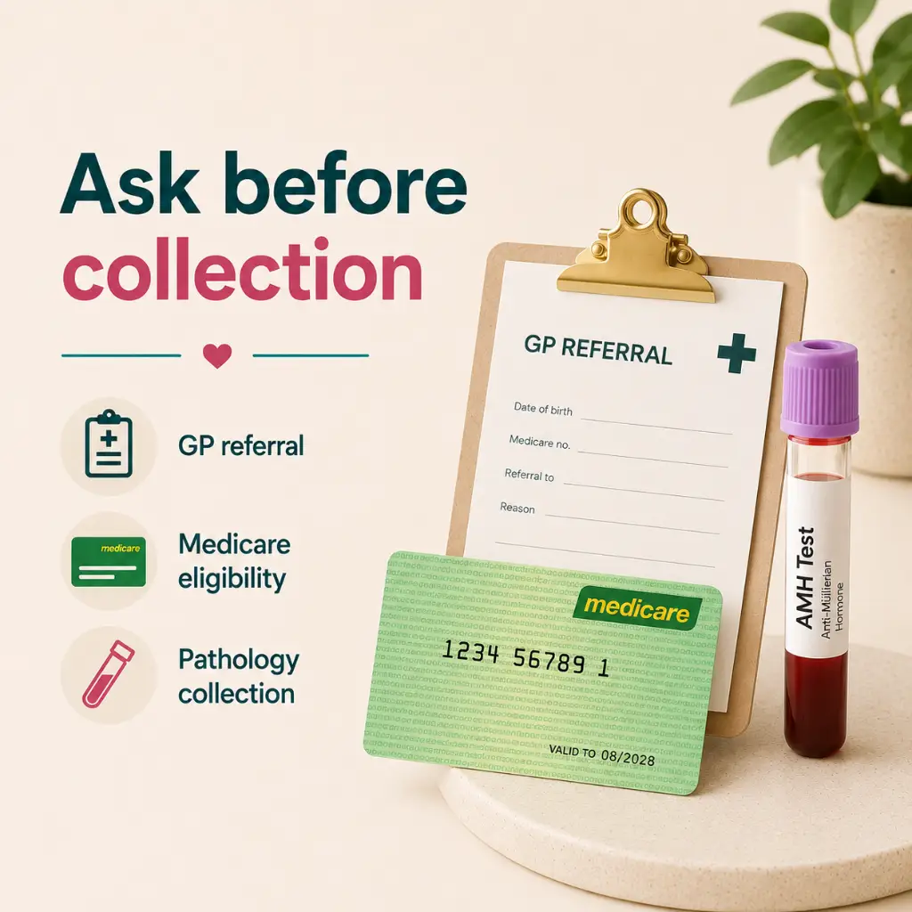 AMH test cost in Australia including Medicare referral, private billing and pathology provider fee variation.