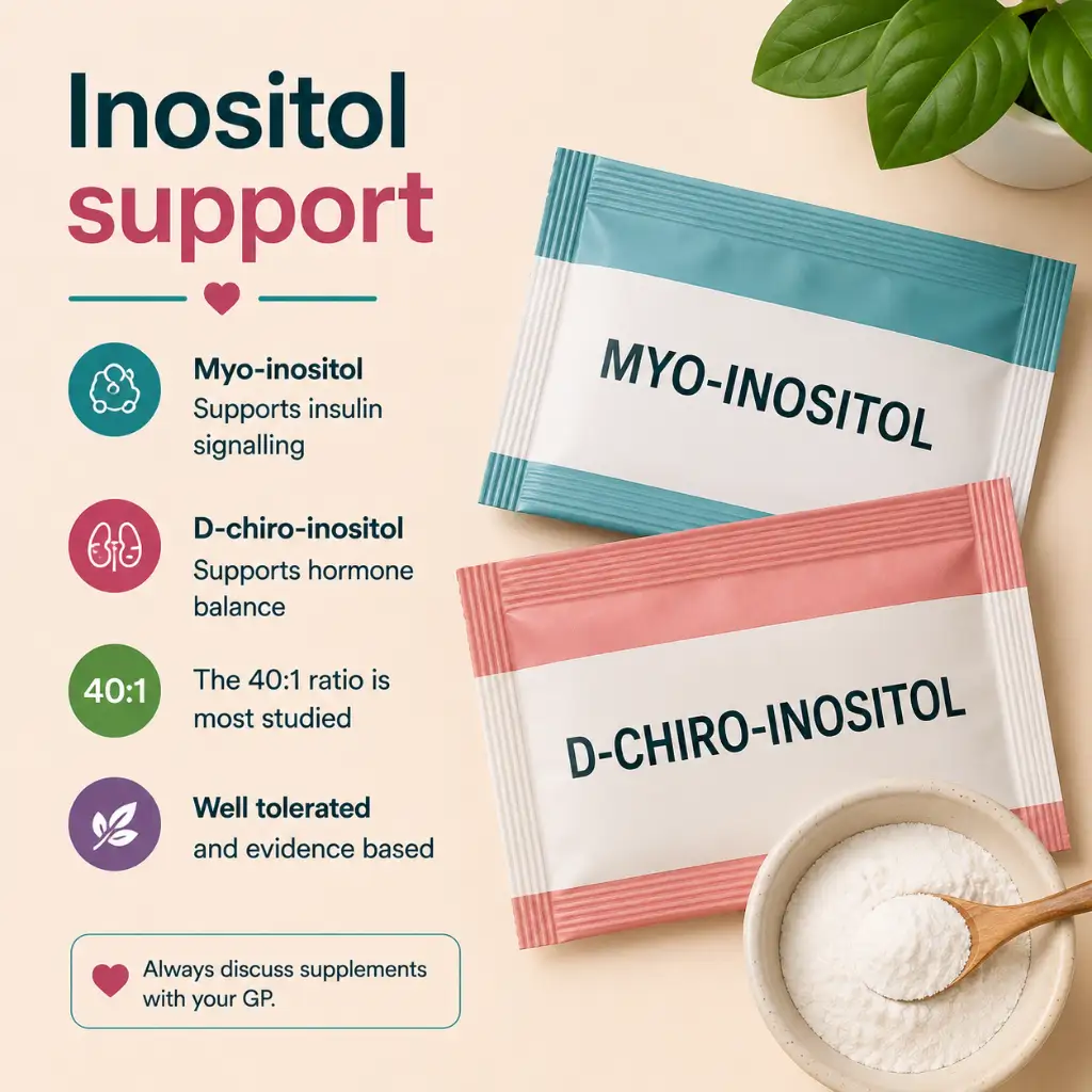 Inositol PCOS PMOS insulin resistance Australia myo inositol d chiro inositol