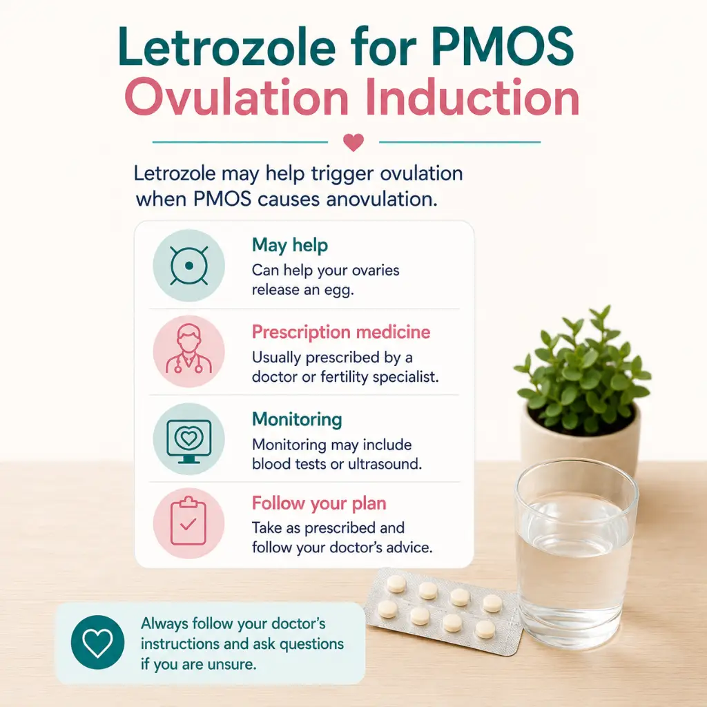 Letrozole PMOS ovulation induction in Australia with monitored follicle tracking and fertility treatment timing.