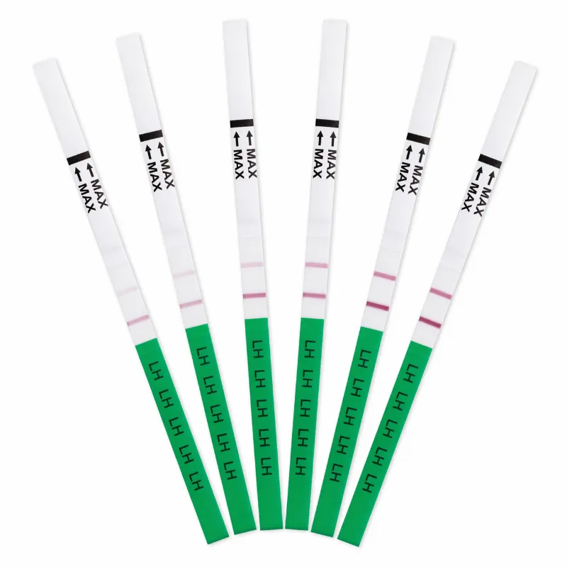 Ovulation test strip line progression example for LH surge tracking