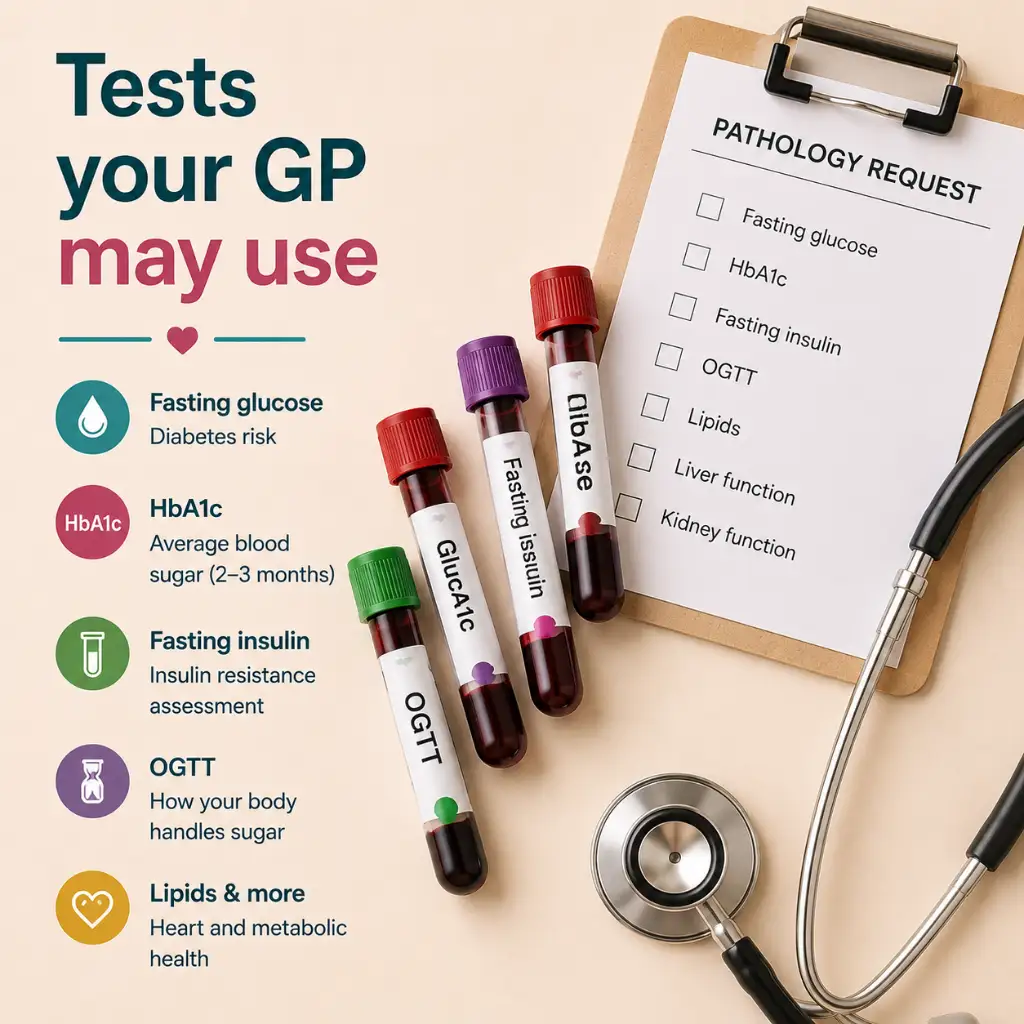 PCOS insulin resistance tests Australia fasting insulin HOMA IR OGTT