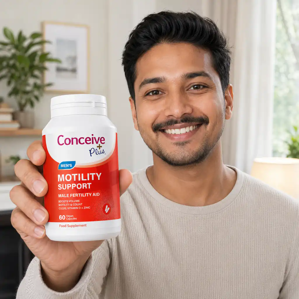 Man holding Conceive Plus Motility Support in Australia