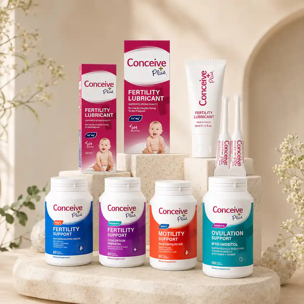 Premium display of the complete Conceive Plus fertility range Australia