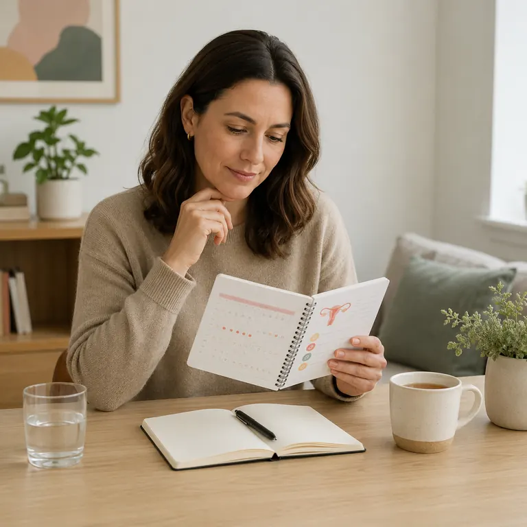 Ovulation cycle tracker journal used to record LH test results and endometriosis symptoms