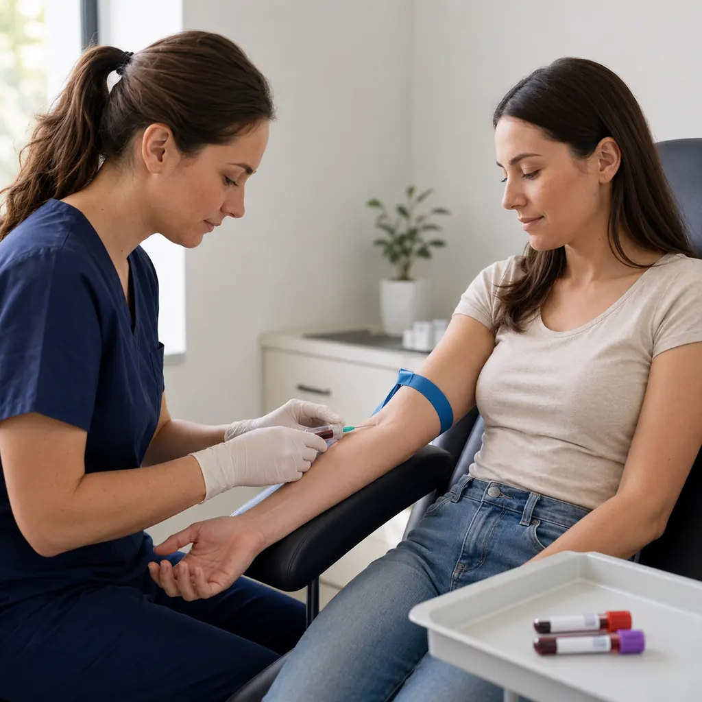 Healthcare professional collecting blood for fertility hormone testing in Australia