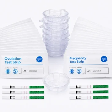 50 ovulation and 50 pregnancy test strips with 100 urine collection cups