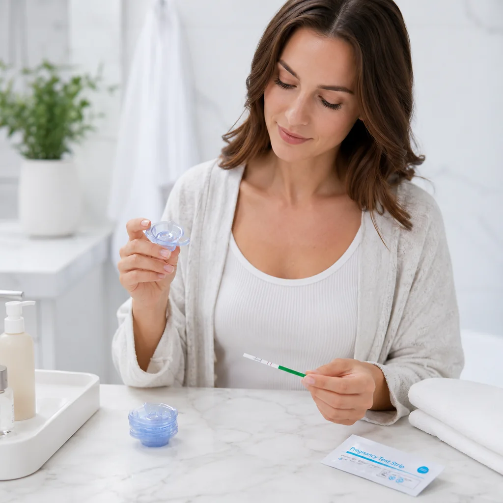 Urine collection cups for home strip testing setup