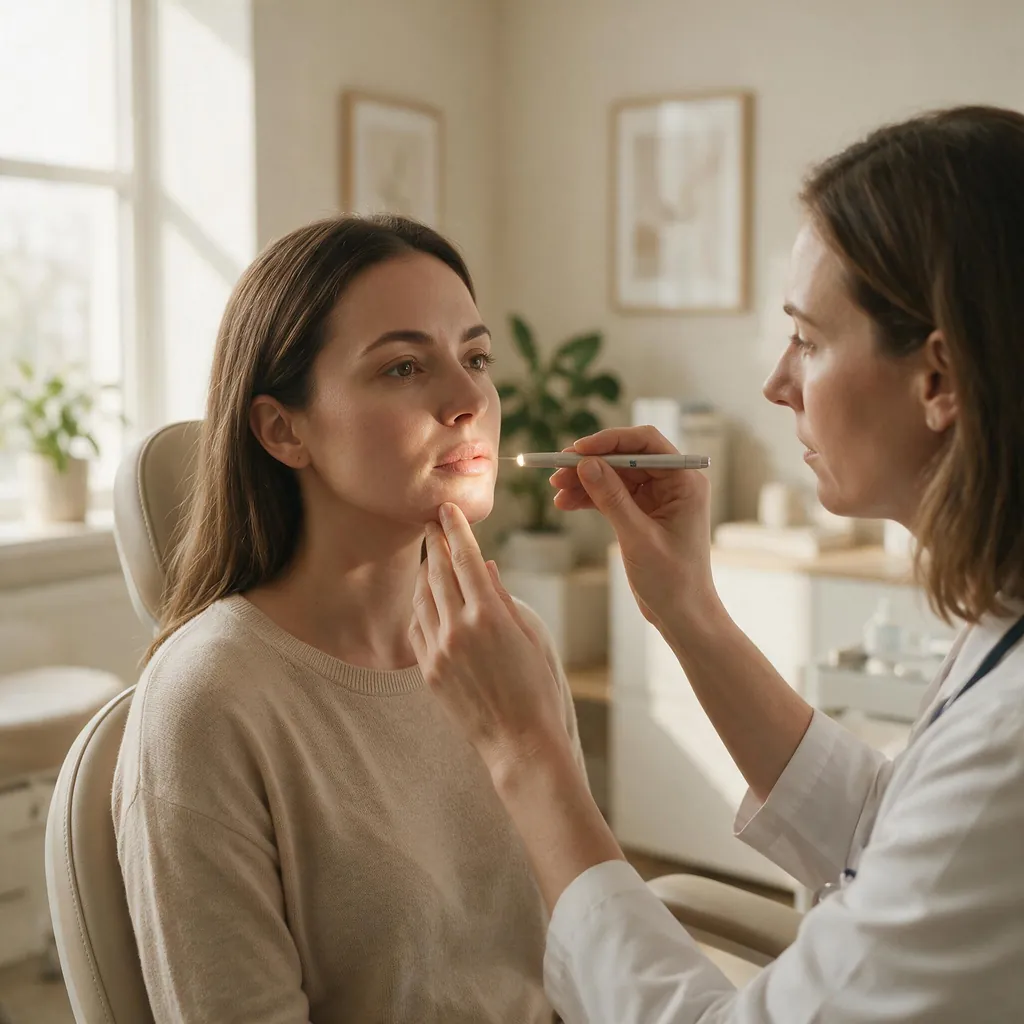Woman discussing dermal filler and pregnancy safety with a clinician in Australia