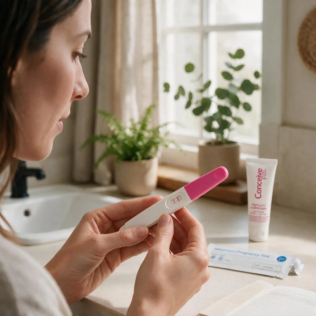Fertility2Family midstream pregnancy test with Conceive Plus during a TTC routine in Australia
