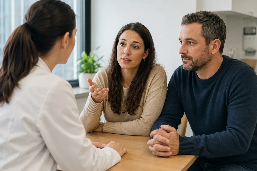 Donor egg IVF clinic consultation in Australia discussing treatment decisions