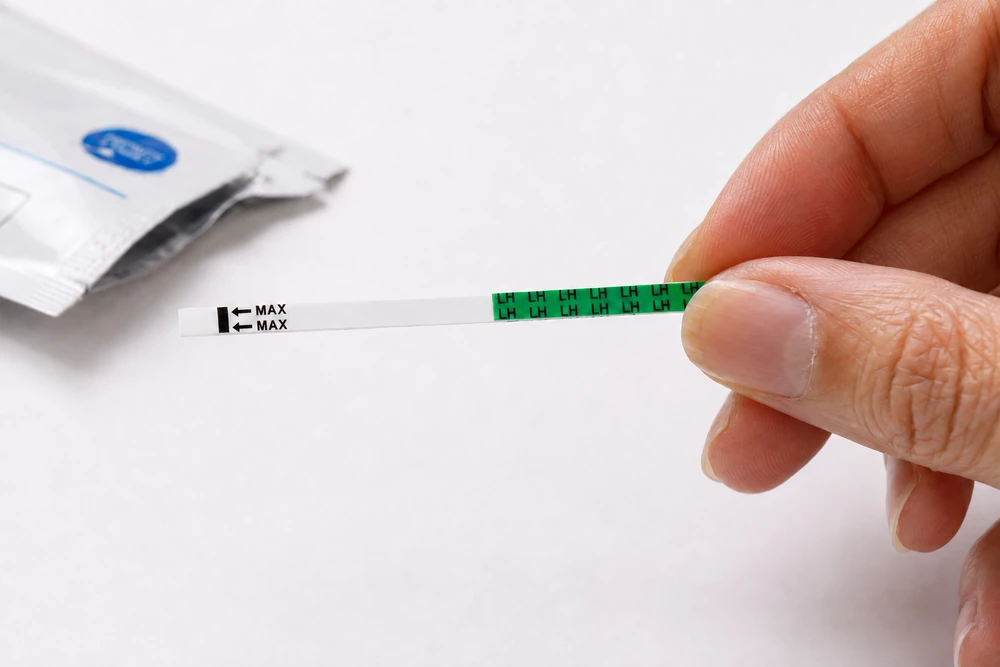 LH ovulation test strip used to track an early fertile window in Australia