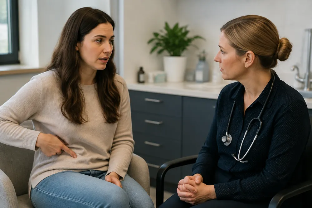 GP appointment reviewing endometriosis ovulation pain location and symptoms in Australia