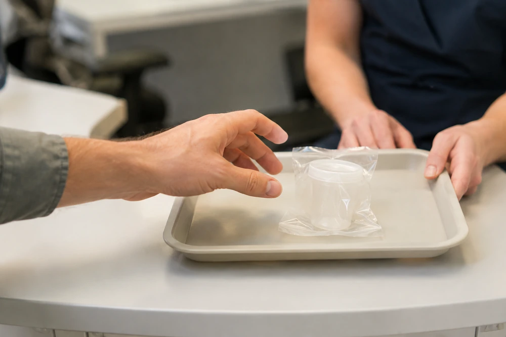 Fertility preservation collection container at an Australian clinic