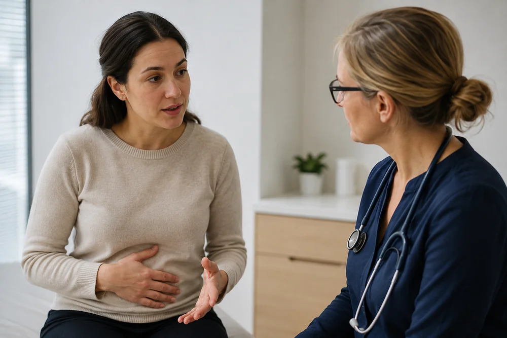 GP reviewing late ovulation cycle tracking with a patient in Australia