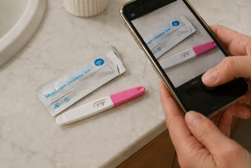 Negative ovulation test cycle record for tracking OPK results in Australia