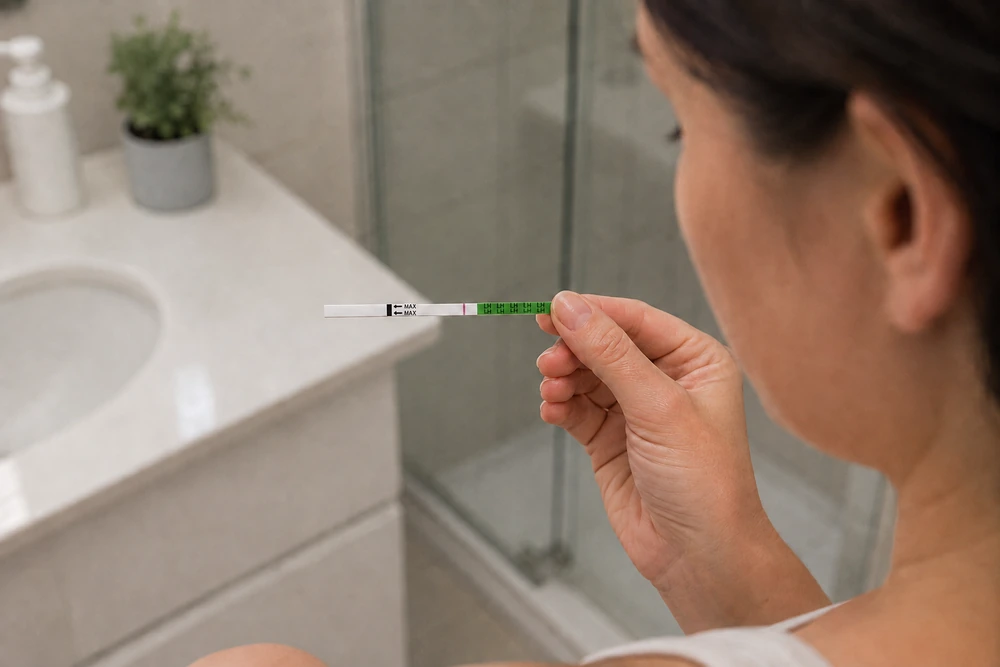 Ovulation test strip used to check for a missed or short LH surge during fertility tracking in Australia