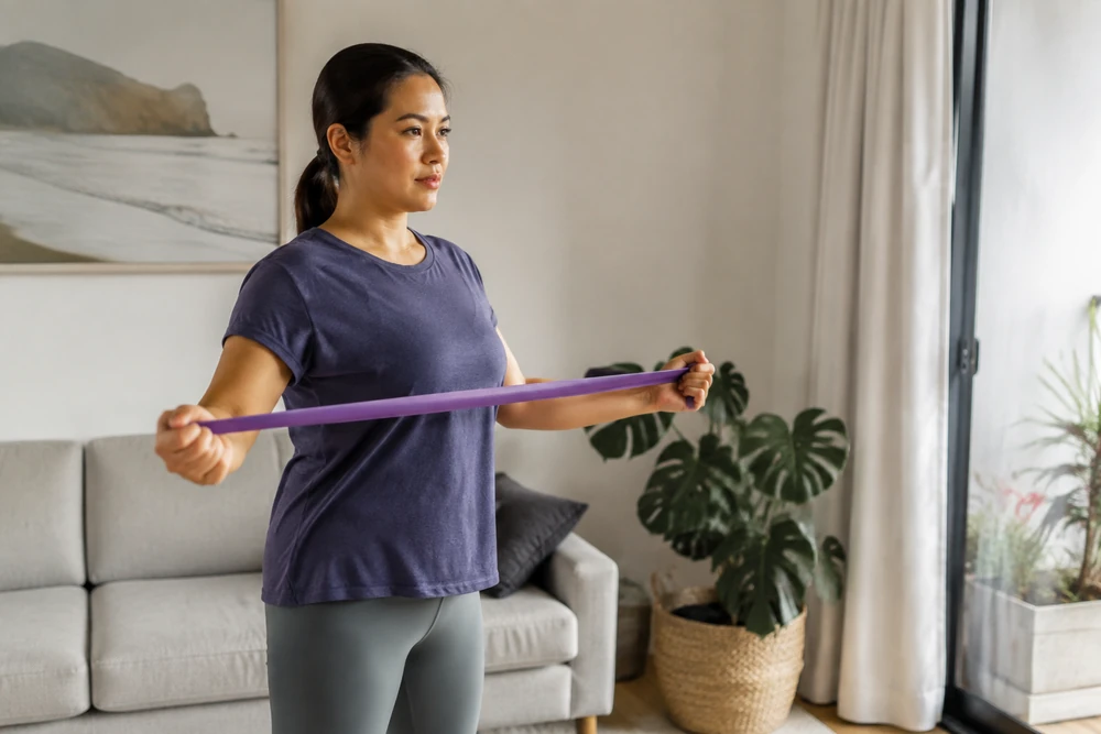 Resistance band exercise as part of individual PMOS or PCOS treatment goals and lifestyle care in Australia