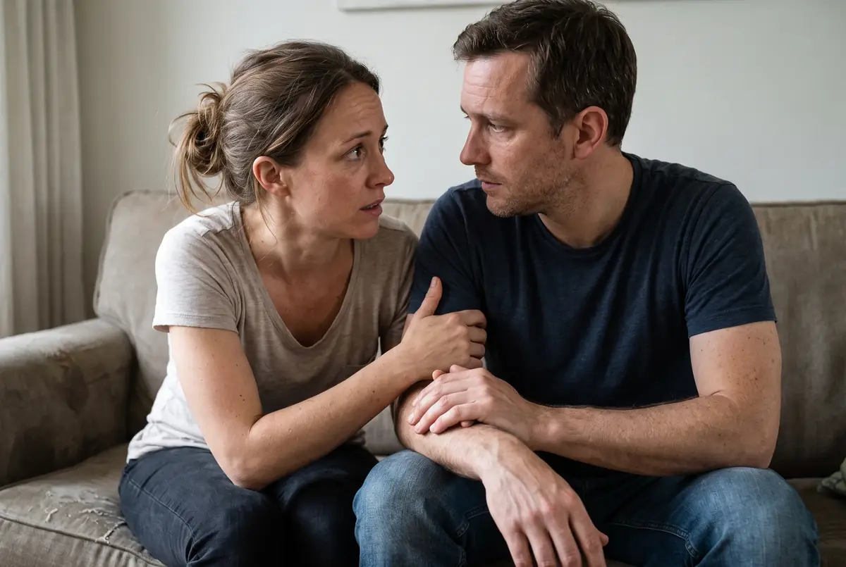 Woman speaking closely with her partner